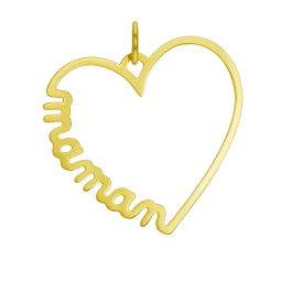 Pendentif en or jaune, coeur maman