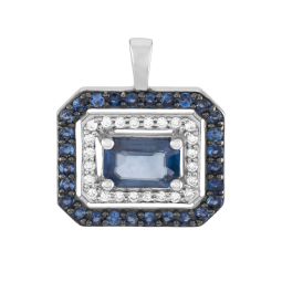 Pendentif en or gris et rhodié, diamants et saphirs