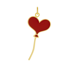 Pendentif en or jaune et laque rouge