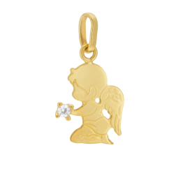 Pendentif en or jaune et oxyde de zirconium, ange