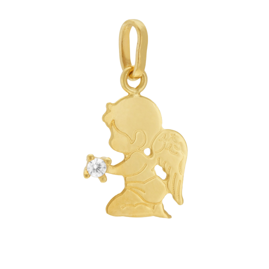 Pendentif en or jaune et oxyde de zirconium, ange