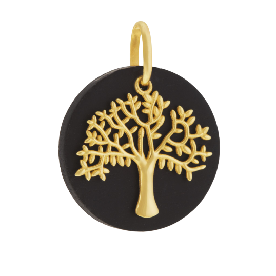 Pendentif en or jaune et bois d'ébène, arbre de vie