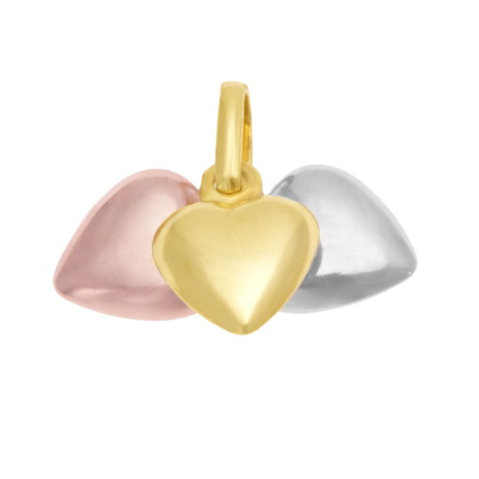 Pendentif en 3 ors, coeurs