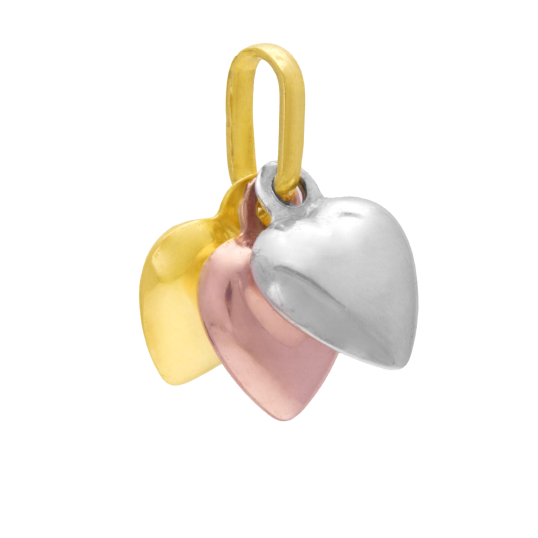 Pendentif en 3 ors, coeurs