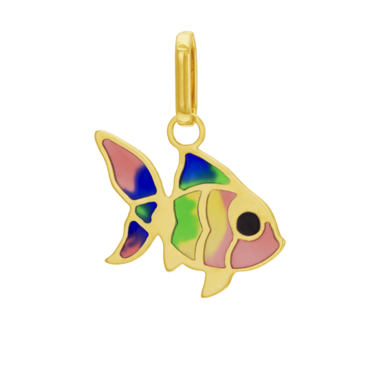 Pendentif en or jaune et laque, poisson