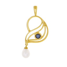 Pendentif en or jaune, saphir et perle de culture