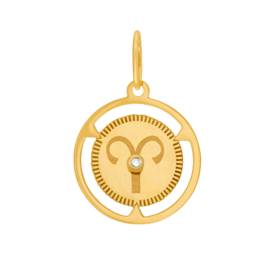 Pendentif zodiaque en or jaune et diamant, bélier