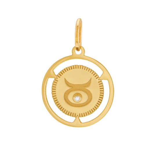 Pendentif zodiaque en or jaune et diamant, taureau