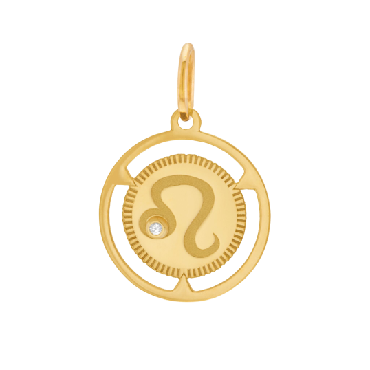 Pendentif zodiaque en or jaune et diamant, lion