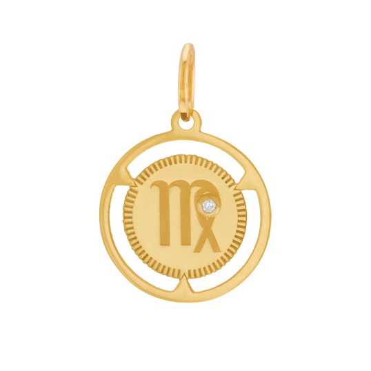Pendentif zodiaque en or jaune et diamant, vierge