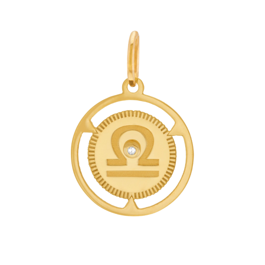 Pendentif zodiaque en or jaune et diamant, balance 
