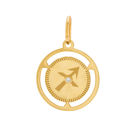 Pendentif zodiaque en or jaune et diamant, sagittaire 