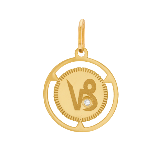 Pendentif zodiaque en or jaune et diamant, capricorne 