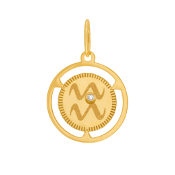 Pendentif zodiaque en or jaune et diamant, verseau