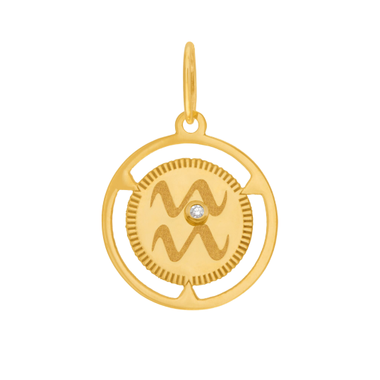 Pendentif zodiaque en or jaune et diamant, verseau