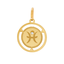 Pendentif zodiaque en or jaune et diamant, poissons