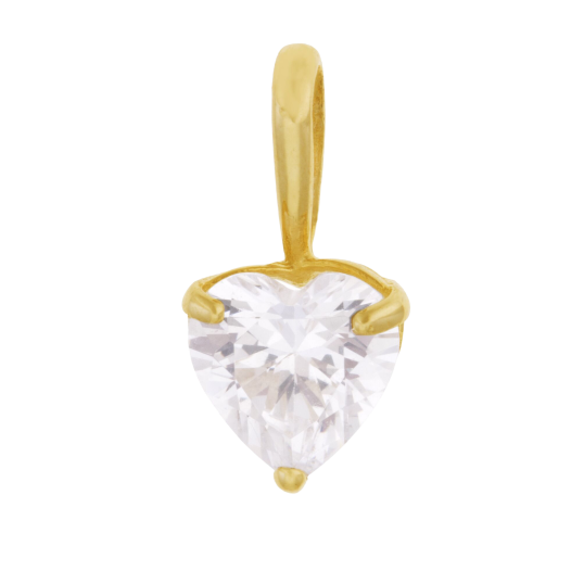 Pendentif en or jaune et oxyde de zirconium coeur Pendentif en or jaune et oxyde de zirconium coeur