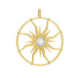 Pendentif en or jaune et rhodié, diamant 