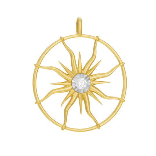 Pendentif en or jaune et rhodié, diamant 