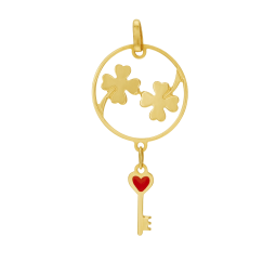 Pendentif en or jaune et laque rouge