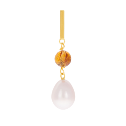 Pendentif en or jaune, perle de culture et ambre
