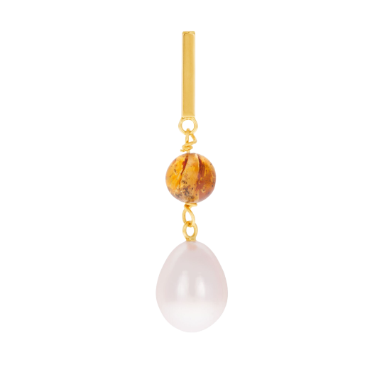 Pendentif en or jaune, perle de culture et ambre