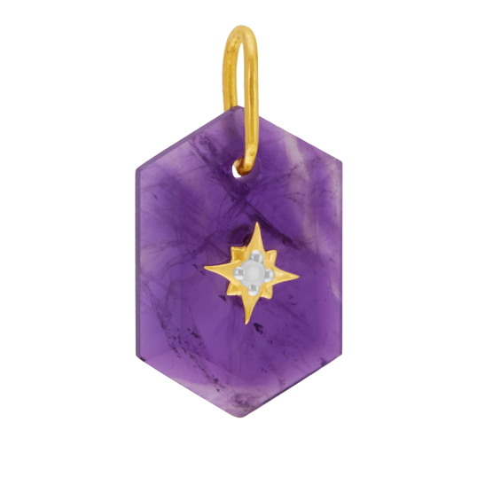 Pendentif en or jaune rhodié et améthyste 