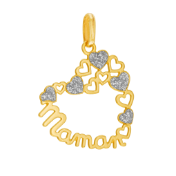 Pendentif en or jaune et laque pailletée, Maman