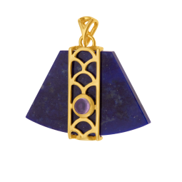 Pendentif en or jaune, lapis lazuli et améthyste