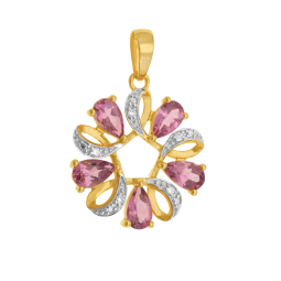 Pendentif en or jaune rhodié, tourmalines et diamants