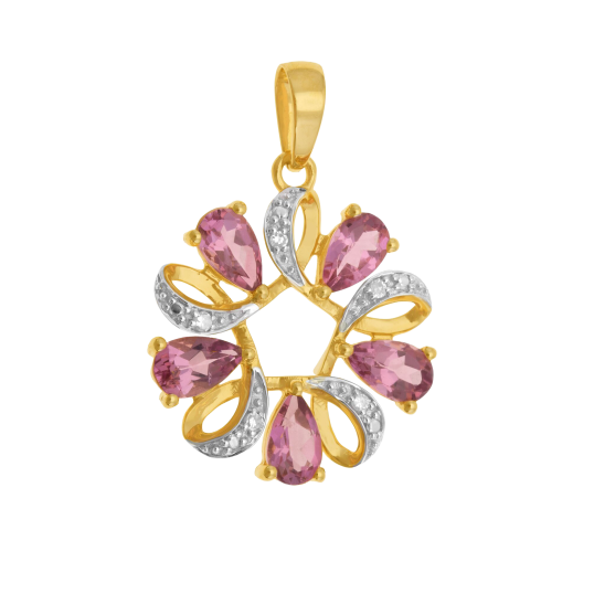 Pendentif en or jaune rhodié, tourmalines et diamants