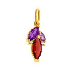 Pendentif en or jaune, grenat, améthystes et oxydes de zirconium