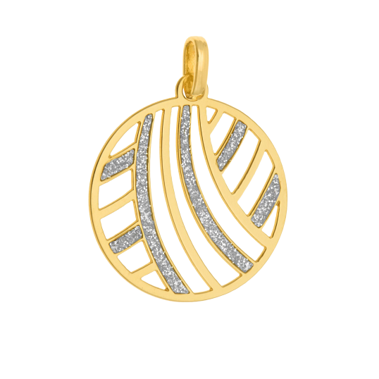 Pendentif en or jaune et laque pailletée Pendentif en or jaune et laque pailletée