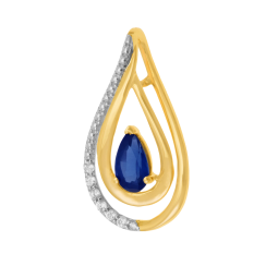 Pendentif en or jaune rhodié, saphir et diamants