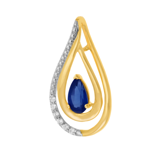 Pendentif en or jaune rhodié, saphir et diamants