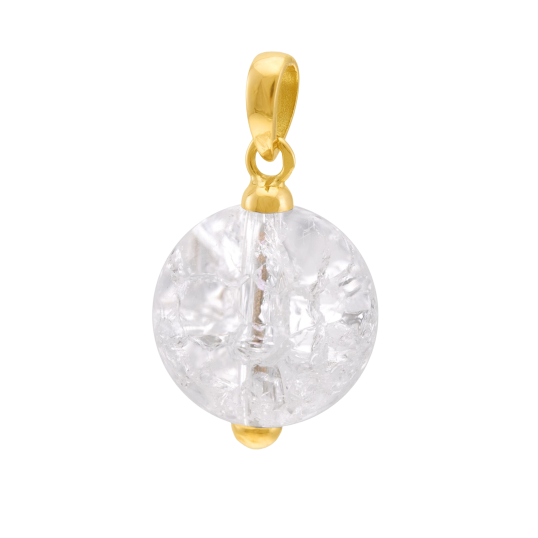 Pendentif en or jaune et quartz givré