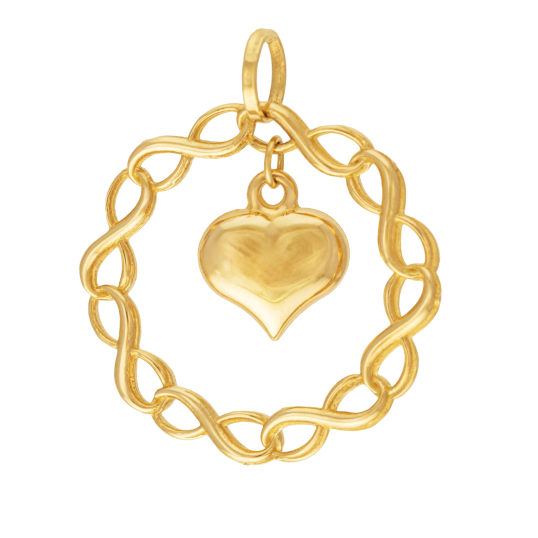Pendentif en or jaune, coeur et infinis