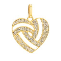 Pendentif en or jaune et laque pailletée, coeur 