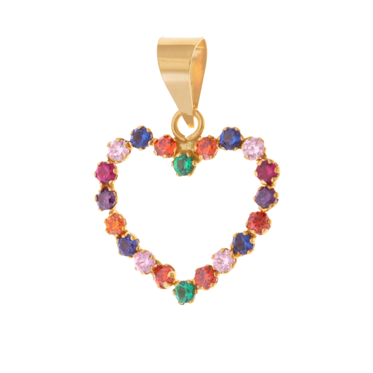 Pendentif en or jaune et oxydes de zirconium, coeur