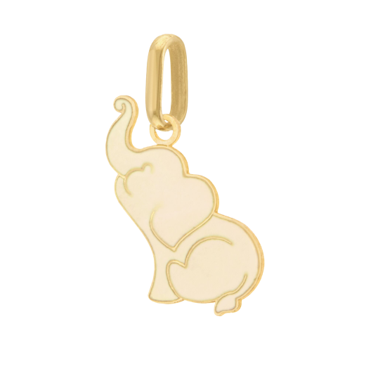 Pendentif en or jaune et laque, éléphant