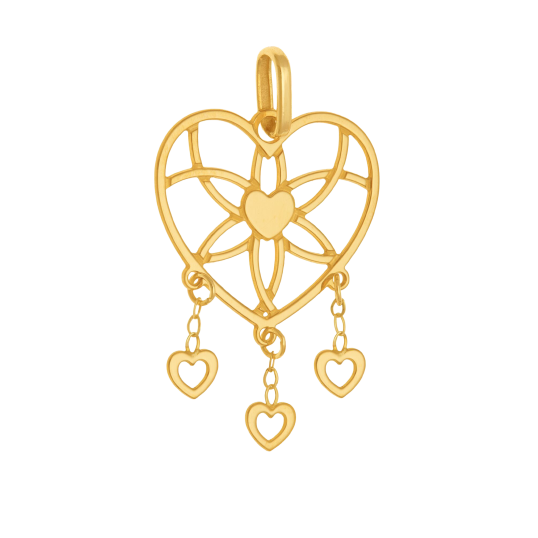 Pendentif en or jaune, coeurs