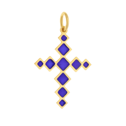 Pendentif croix en or jaune et laque 