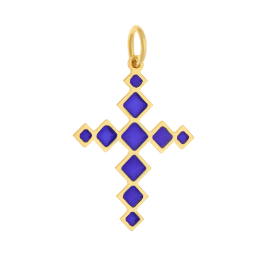 Pendentif croix en or jaune et laque 