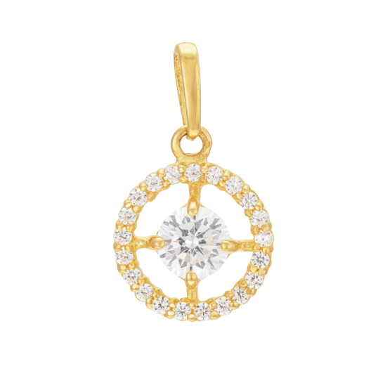 Pendentif en or jaune et oxydes de zirconium  Pendentif en or jaune et oxydes de zirconium