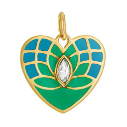 Pendentif en or jaune, topaze et laque, coeur