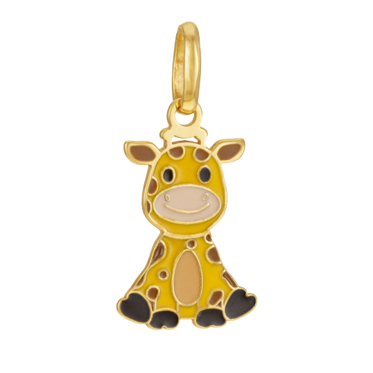 Pendentif en or jaune et laque, girafe