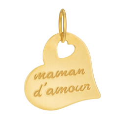 Pendentif en or jaune, coeur maman d'amour