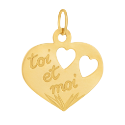 Pendentif en or jaune, coeur toi et moi