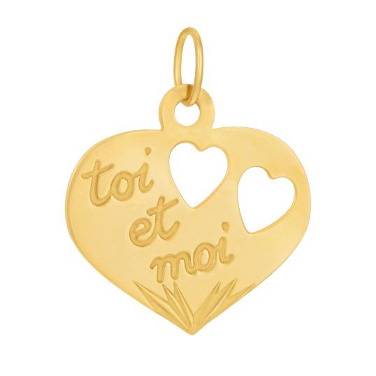 Pendentif en or jaune, coeur toi et moi