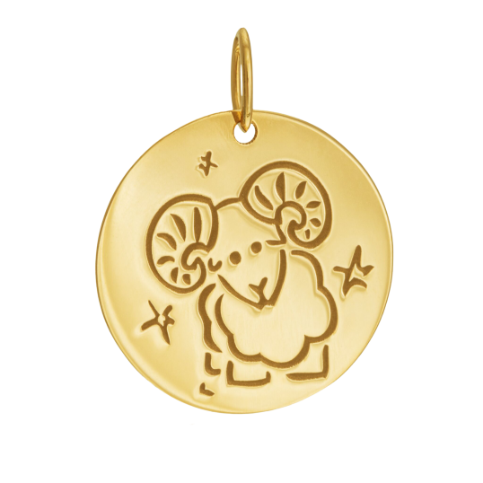 Médaille zodiaque en or jaune, bélier